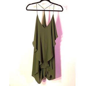 Army green drape dress